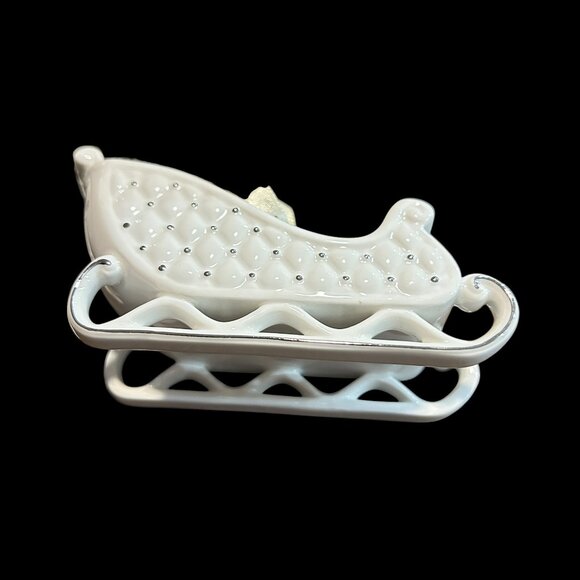 Pandora 2014 Christmas Ornament White Sleigh Silver Detail Original Box Ornate - Picture 4 of 6